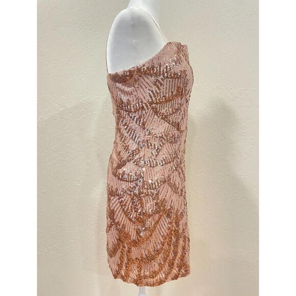 ~ NEW! Lg Blush Sequin Mini Dress Hoco Prom Dance Juniors Teen "Emerald Sundae" - Picture 10 of 15